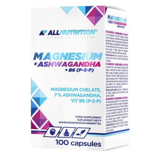 Allnutrition Magnesium + Ashwagandha + B6(P-5-P) - 100 caps - Sleep Aid