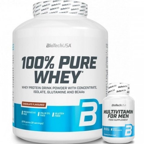 Biotech Usa 100% Pure Whey - 2270 g + Multivitamin For Men - 60 Tabs - Proteins