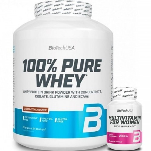 Biotech Usa 100% Pure Whey - 2270 g + Multivitamin For Women - 60 Tabs - Proteins