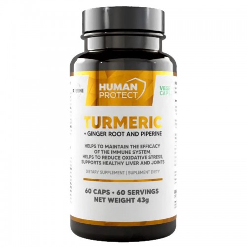 Human Protect Turmeric 95% + Ginger Root 5% - 60 caps - Herbs & Plant Extracts