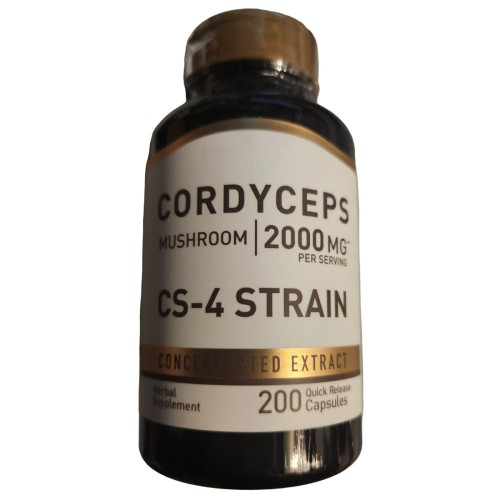 Piping Rock Cordyceps Mushroom 2000mg CS-4 Strain - 200 Quick Release Capsules - Herbs & Plant Extracts