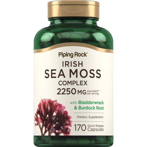 Piping Rock Irish Sea Moss Complex with Bladderwrack & Burdock Root 2250 - 180 caps - Herbs & Plant Extracts