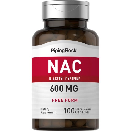 Piping Rock N-Acetyl Cysteine NAC 600mg - 100 Quick Release Capsules - Single Amino Acids