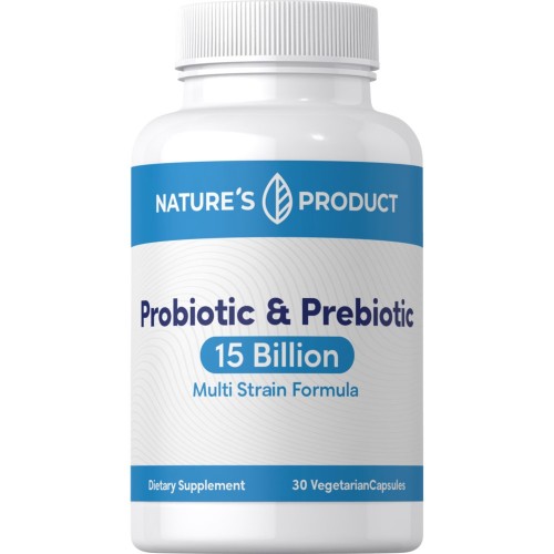 Piping Rock Nature's Product Probiotic & Prebiotic 15 Billion Multi Strain Formula - 30 caps - Beauty & Wellbeing