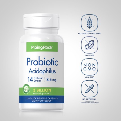 Piping Rock Probiotic Acidophilus 14 Strains 3 Billion Organisms - 120 Quick Release Capsules - Digestion Aid