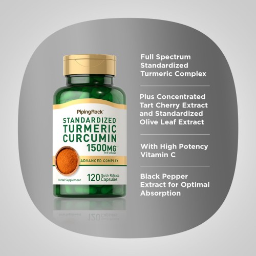 Piping Rock Standardized Turmeric Curcumin 1500 - 120 Quick Release Capsules - Antioxidants