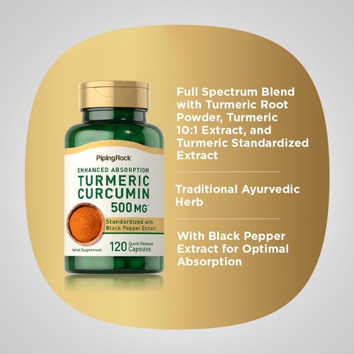 Piping Rock Standardized Turmeric Curcumin 500 - 120 caps - Antioxidants