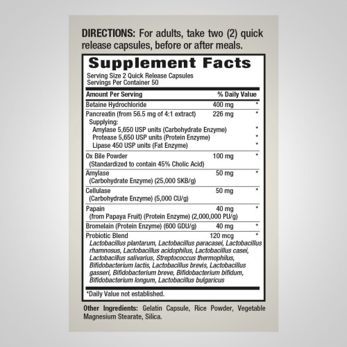 Piping Rock Super Strength Digest-IT Multi Enzymes with Probiotics - 100 caps - Healthy Food