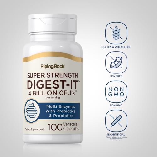 Piping Rock Super Strength Digest-IT Multi Enzymes with Probiotics - 100 caps - Healthy Food