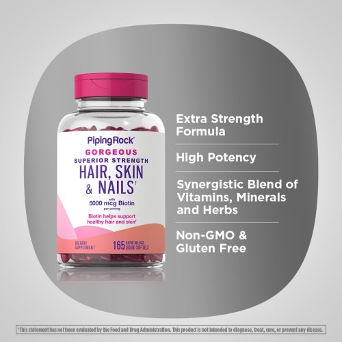 Piping Rock Superior Strength Hair, Skin & Nails - 165 softgels - Beauty & Wellbeing