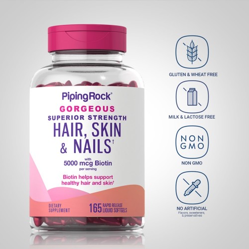 Piping Rock Superior Strength Hair, Skin & Nails - 165 softgels - Beauty & Wellbeing