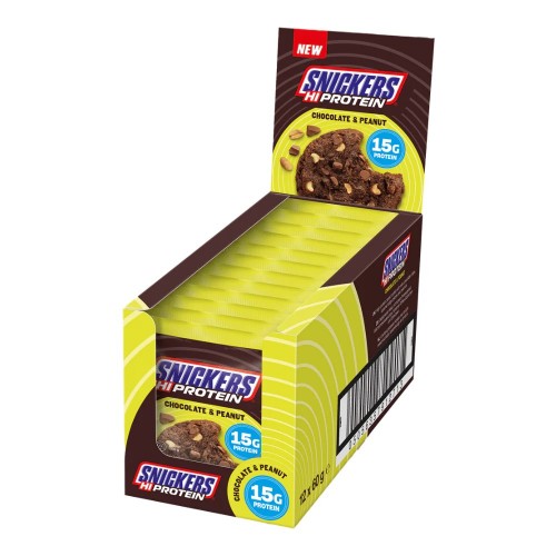 Snickers Hi-Protein Cookie - 60g chocolate peanut (Pack of 12)  - Healthy Food