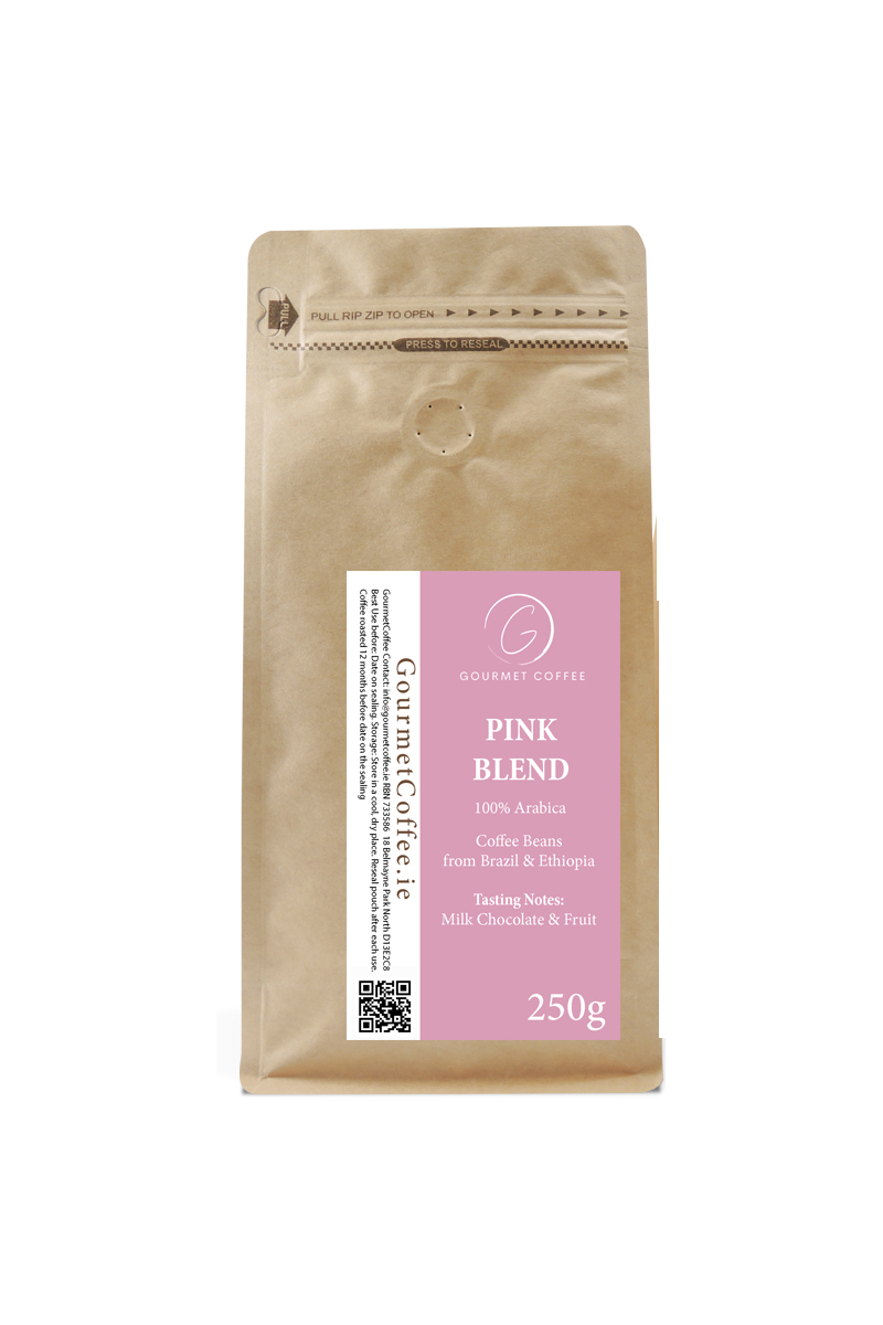 Gourmet Coffee Beans - Pink Blend Coffee from Brazil and Ethiopia 250g