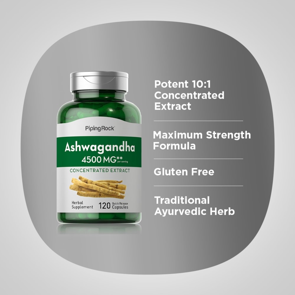 Piping Rock Ashwagandha 4500mg  - 120 Quick Release Capsules