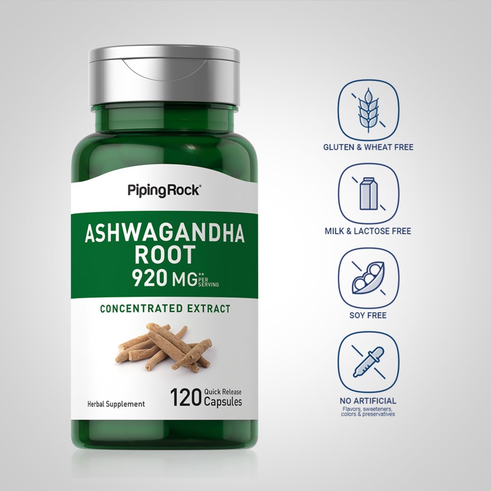 Piping Rock Ashwagandha Root 920mg - 120 Quick Release Capsules