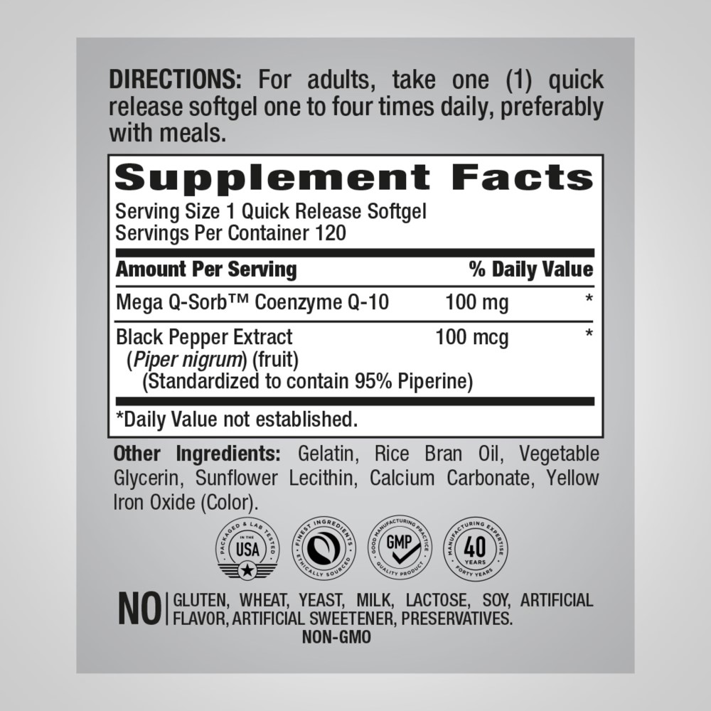 Piping Rock CoQ10 100mg - 120 Quick Release Softgels