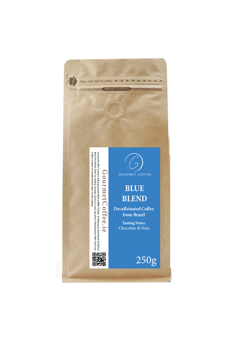 Gourmet Coffee Beans - Blue Blend Decaffeinated Coffee beans from Brazil 250g